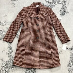 Jonathan Michael Coat Womens Size 8 Houndstooth Wool Blend Button Front USA